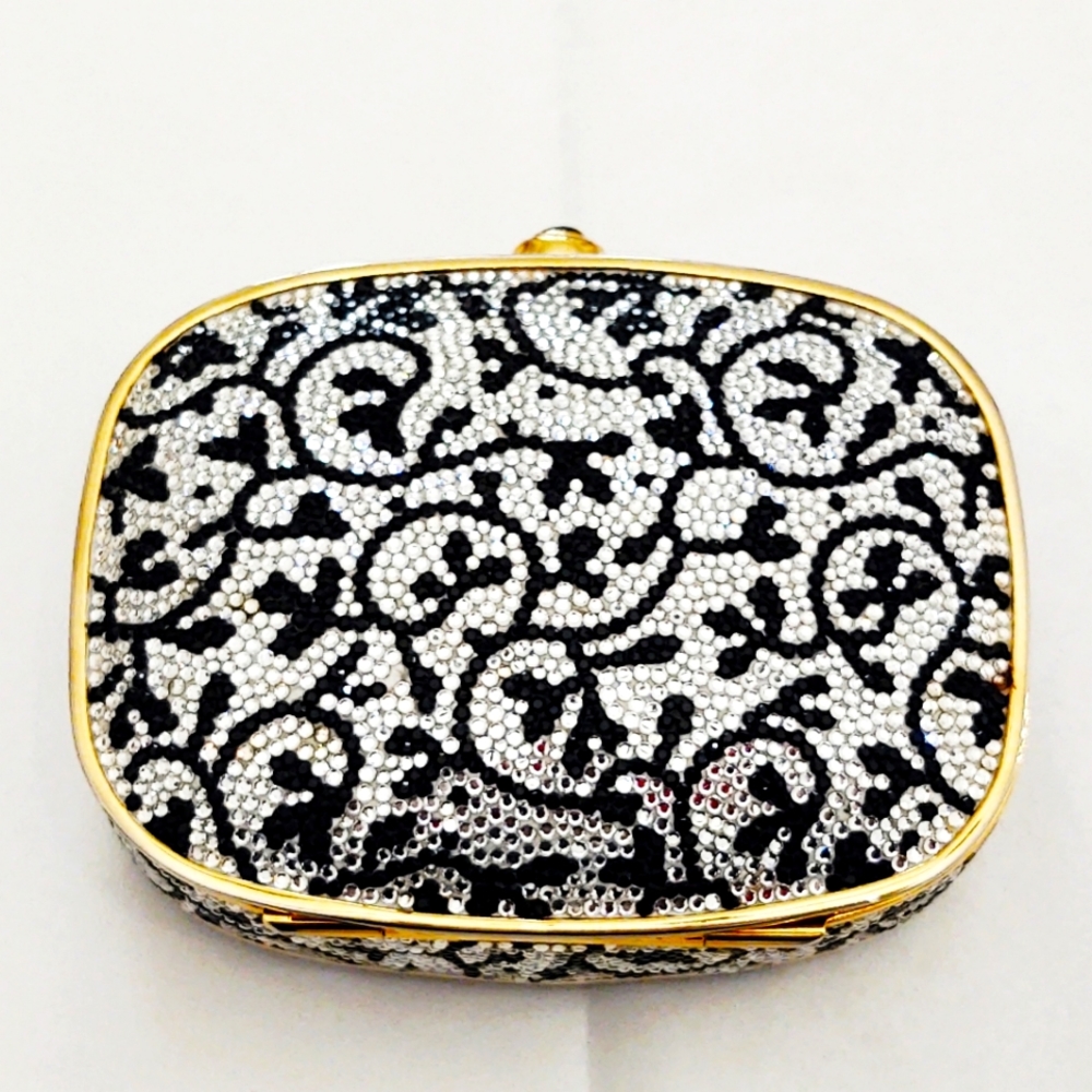 Judith Leiber Black and White Swarovski Crystal Clutch Bag
